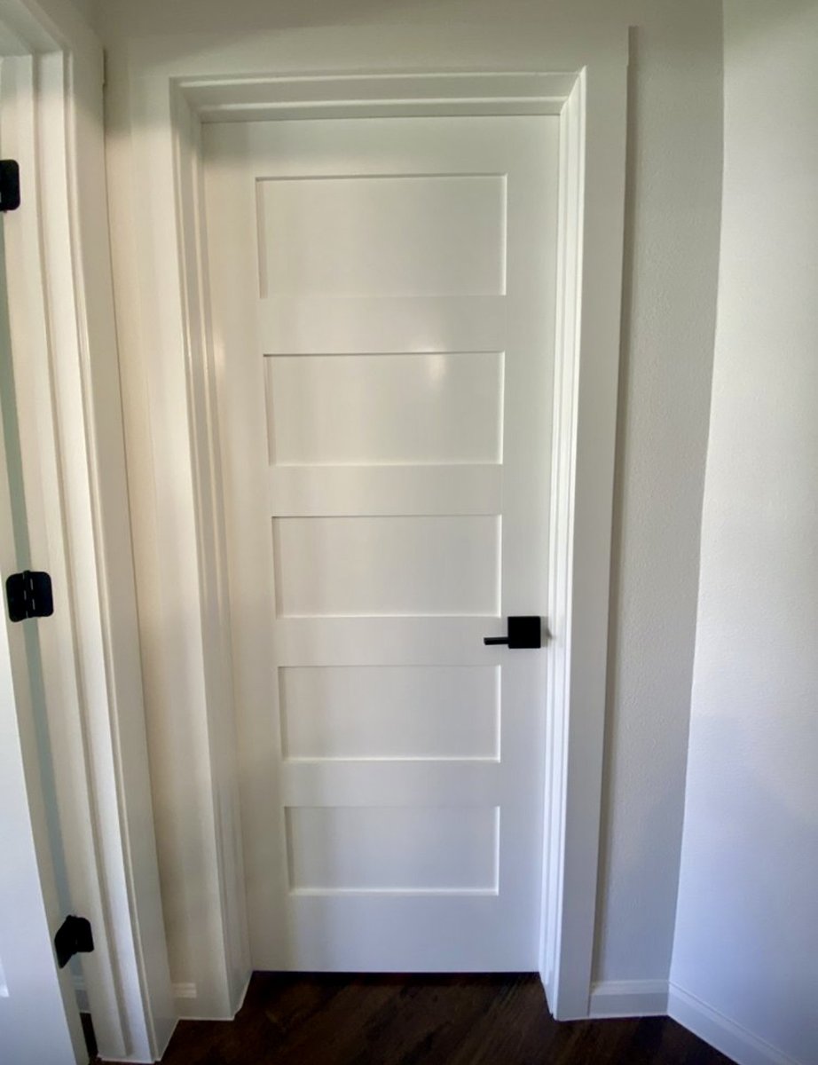 Interior frosted-glass French doors install